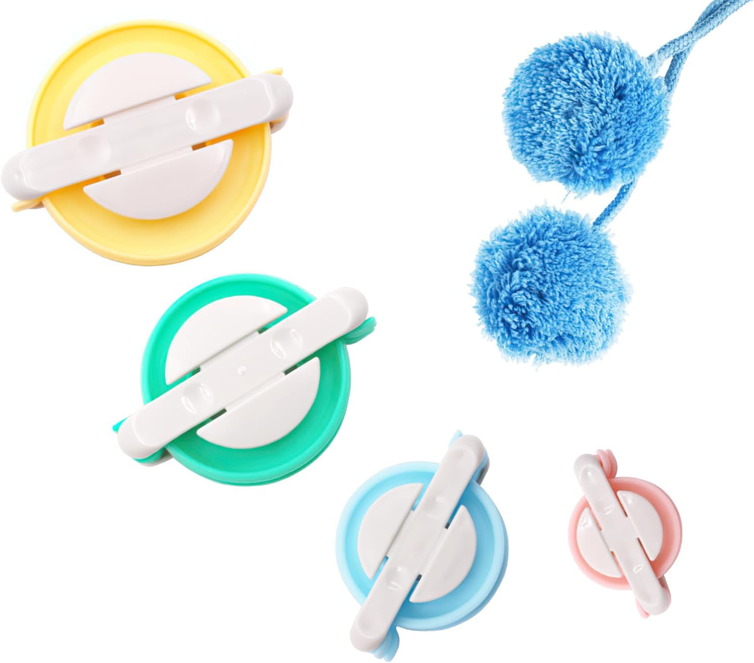 Pom Pom Maker Set – 4 Sizes Yarn Ball Weaving Tools for DIY Crafts, Fluffy Wool Pompom Maker for Knitting, Crochet, Decorations and Handmade Projects