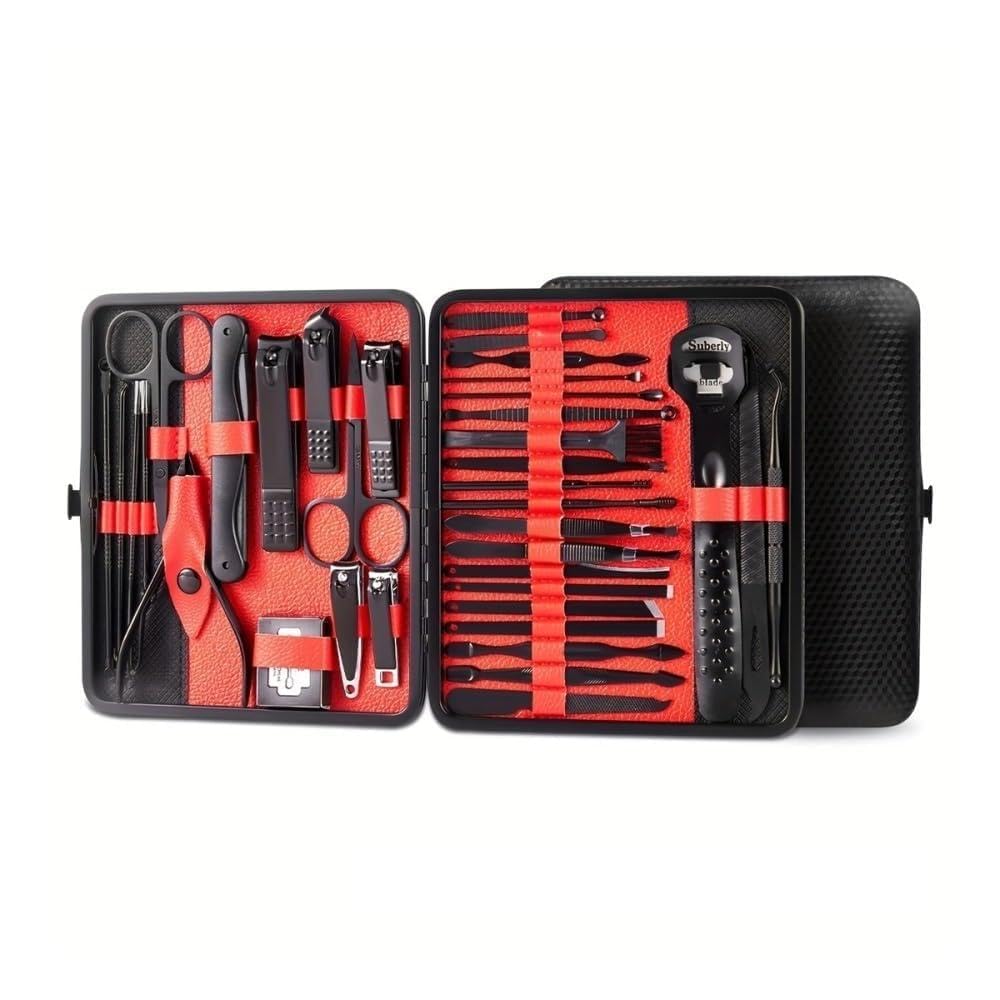 Juego de cortaúñas Kit profesional de manicura y pedicura de 36 piezas con limas de uñas y estuche de viaje para pies, cortaúñas y cortaúñas para pies(Red)