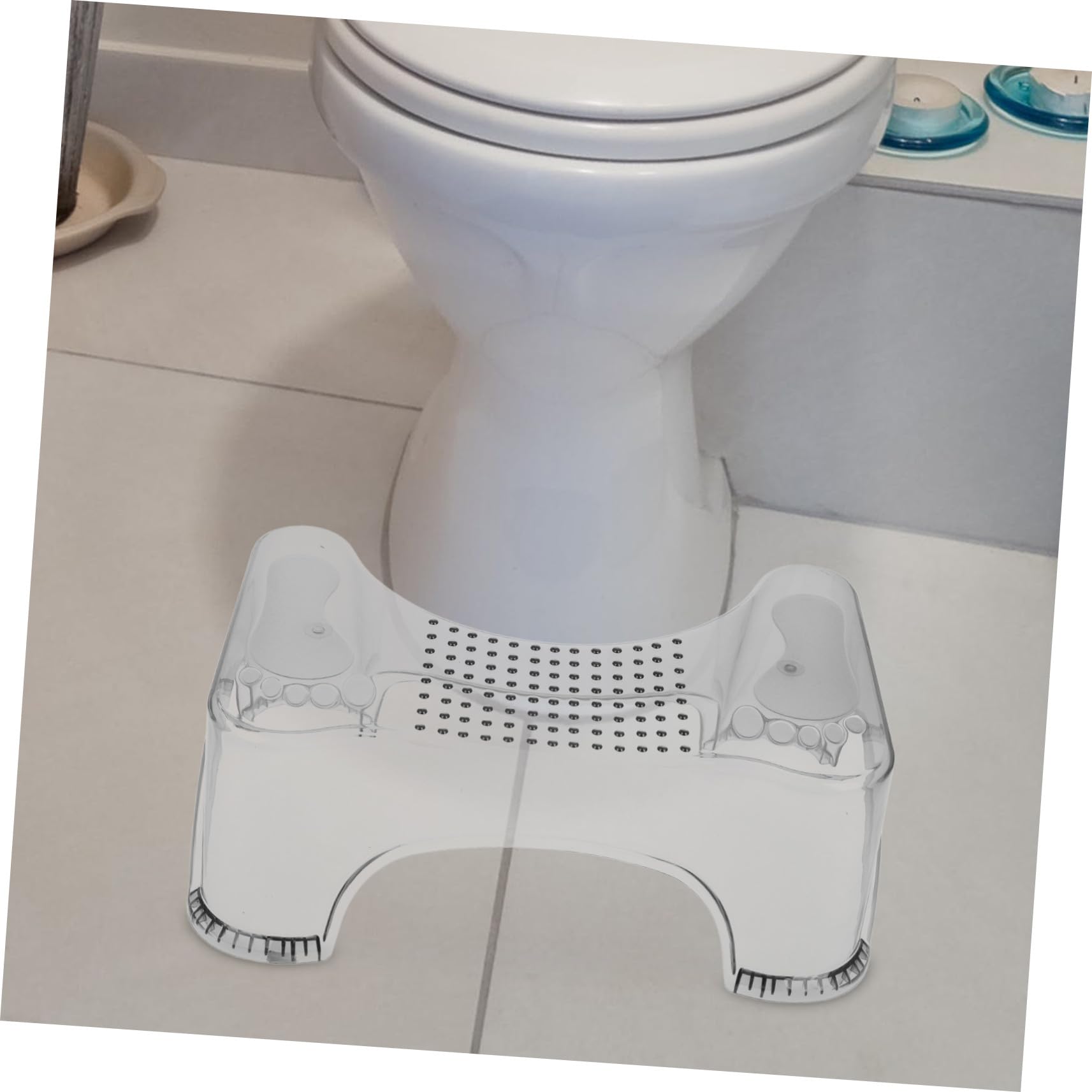 Hemobllo Taburete de Baño para Niños Pequeños y Reposapiés Antideslizante, Altura Ajustable, Plástico Duradero, Diseño Elevado para Entrenamiento en Baño, Color Gris Translúcido, Uso