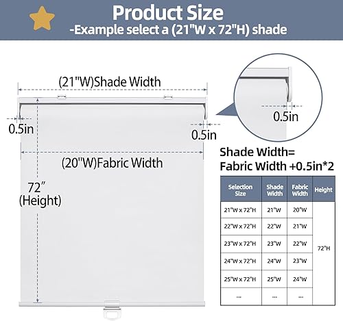 Miniatura 2 de SHADEMOON Persianas enrollables opacas sin cordón, con sistema de resorte extraíble, para oscurecer la habitación, impermeable, bloqueo UV, tela con