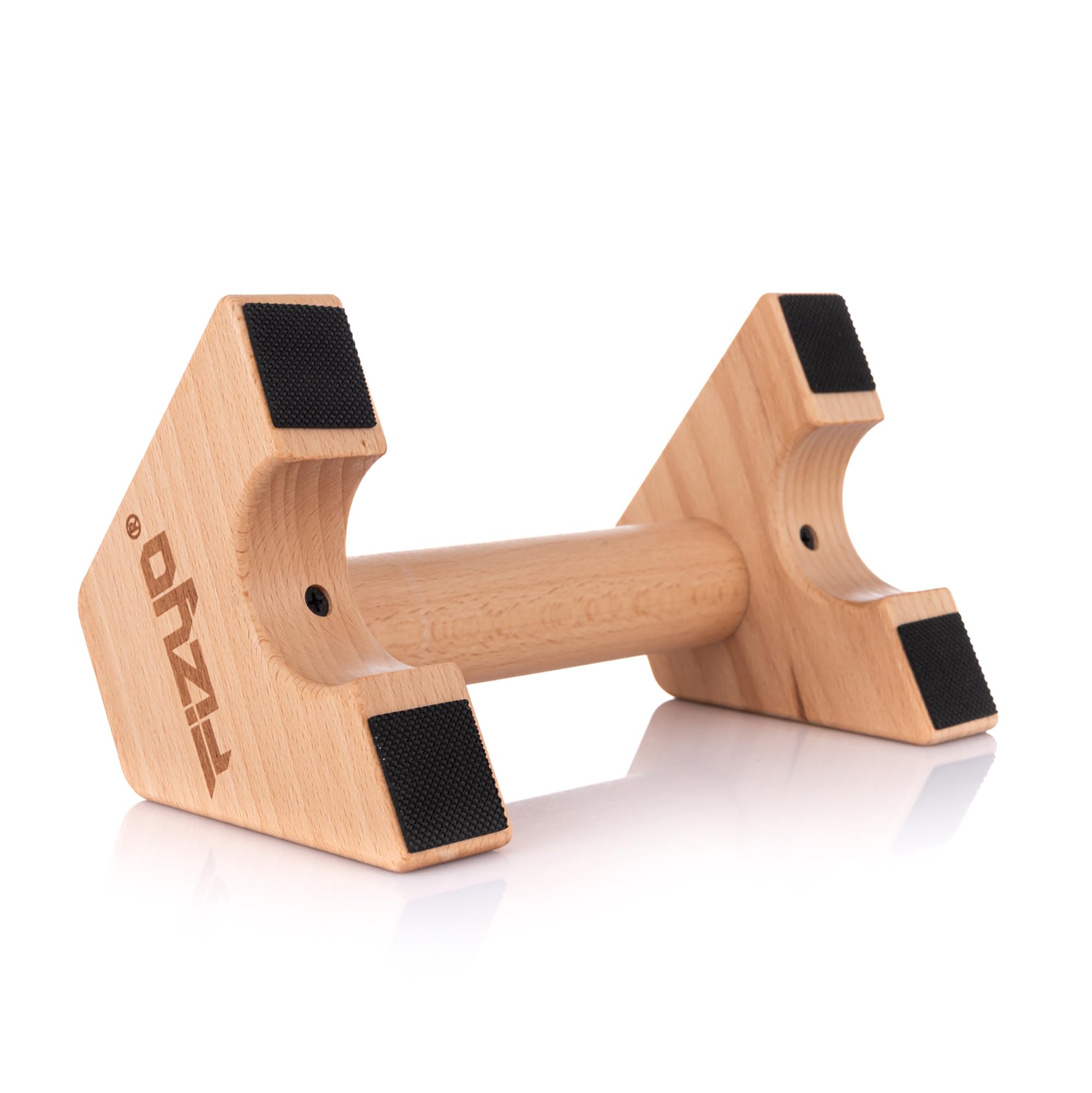 Fizyo Poignées pour Pompes en Bois, Parallettes de Callisthénie pour Entraînement de Force à Domicile, Base Antidérapante, Barres Push Up Fitness Musculation, 2 Pièces