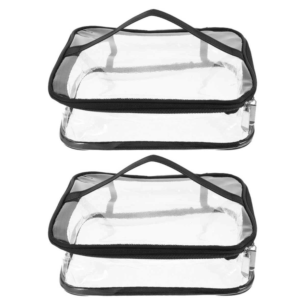 Cabilock 8 Pezzi Borsa Cosmetici in Pvc Trasparente con Manico, Grande | Comoda, per Vacanza e Ufficio, per Trucchi e Frutta, con Chiusura a Zip