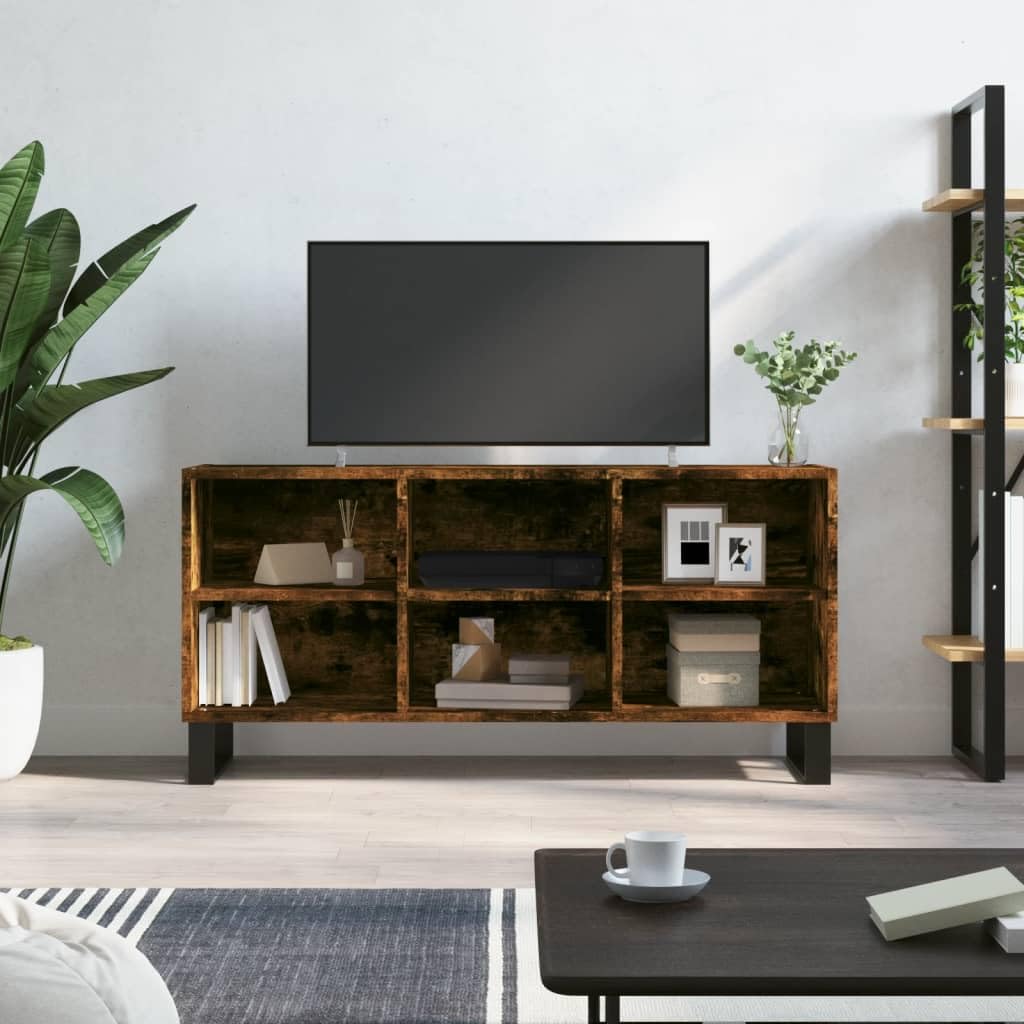 Meuble TV en chêne fumé compact pour éliminer le désordre des câbles du salon