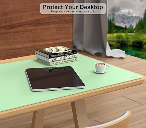 Miniatura 5 de MoKo Tapete de escritorio, de doble cara, impermeable, protector grande para teclado y mouse, tapete de cuero grande para escritura, oficina, hogar,