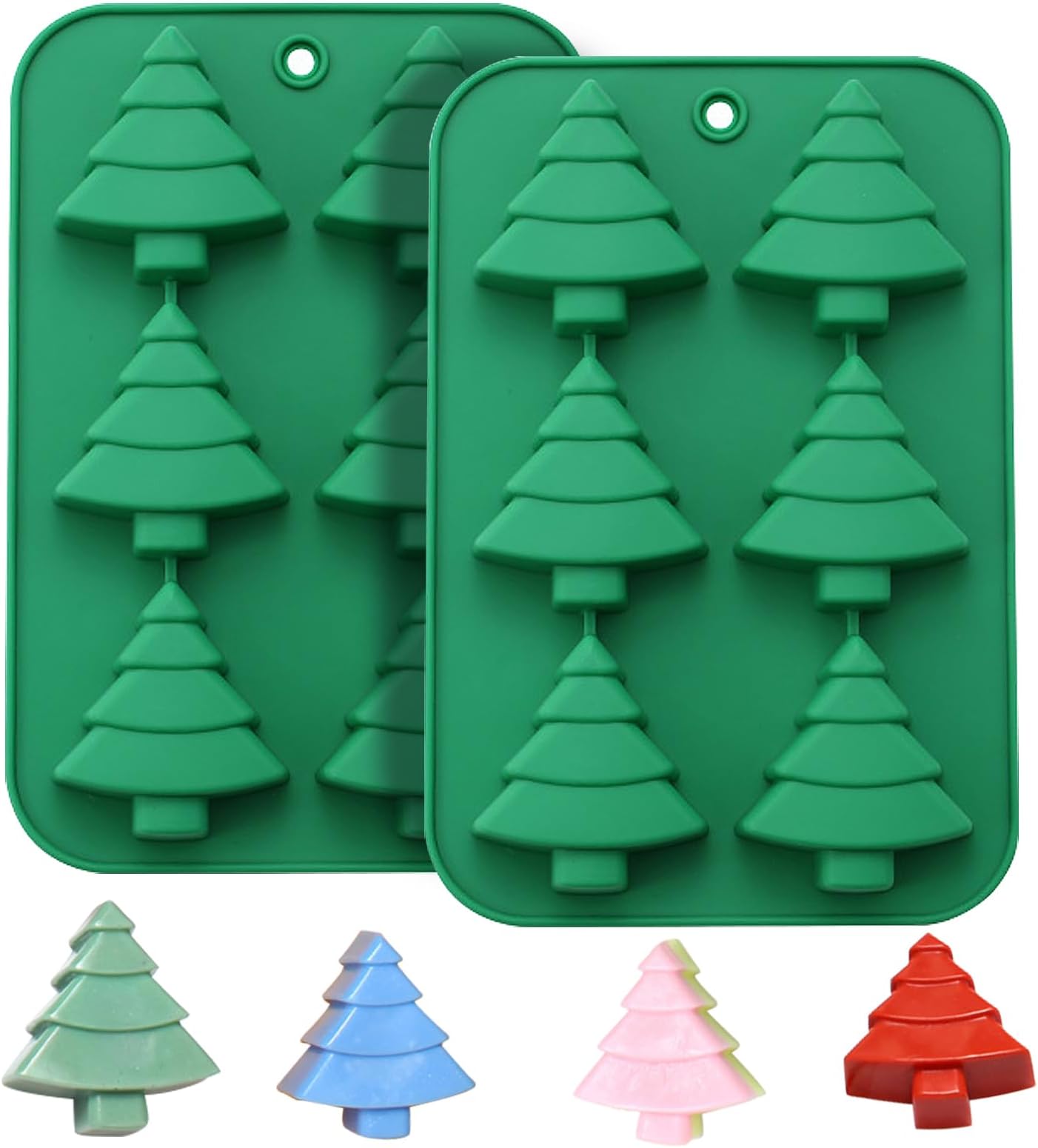 Christmas Cake Mold 2pcs Christmas tree Silicone Molds for Soap Ice Cube Bath Bomb Candle Baking
