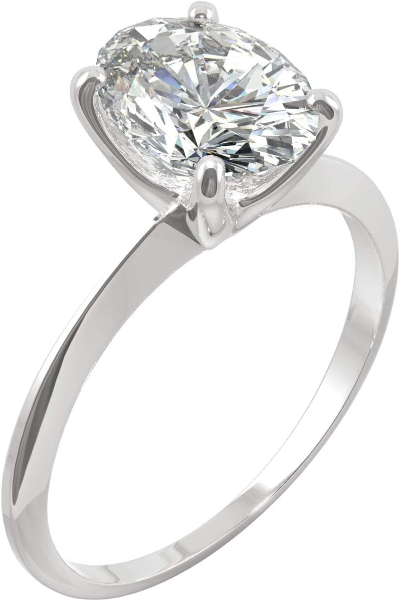 Charles & Colvard Created Moissanite 9x7mm Oval Cut Engagement Ring for Women | 2.1 cttw DEW | Lab Grown | Solid 14K White Gold with Rhodium