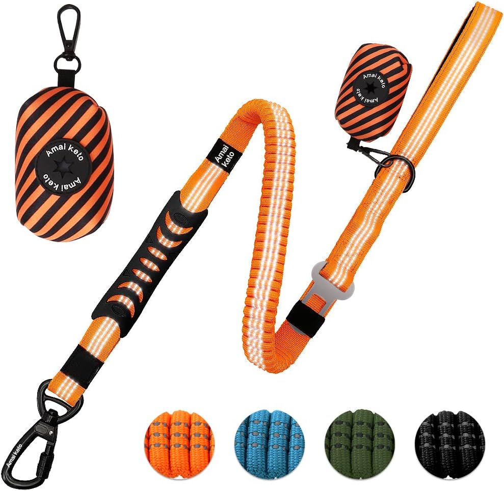 Amai keto Dog Leash,Heavy Duty Dog Leash for Large Medium Dogs -Max 5 Ft Highly Reflective with Car Seat Belt Buckle, 2 Padded Traffic…