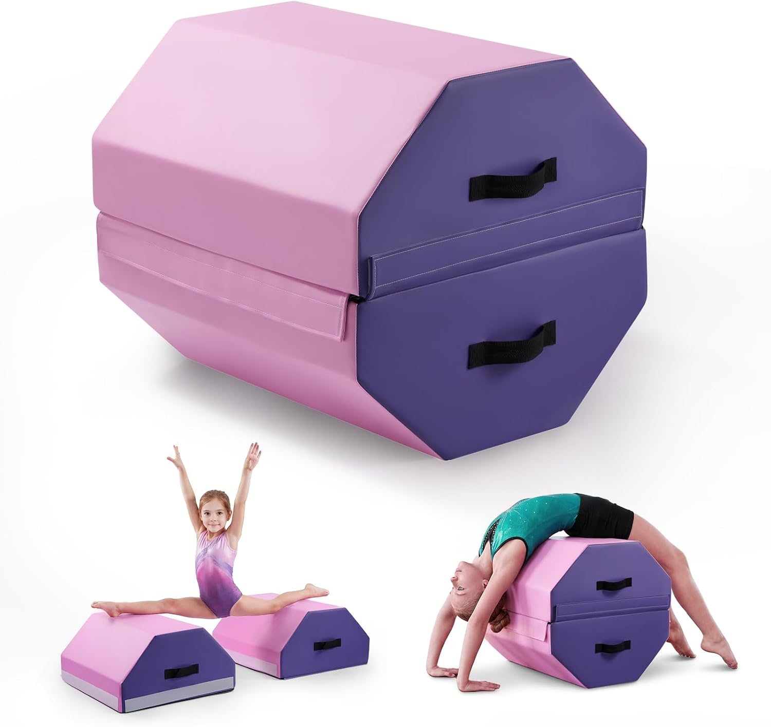 Detachable Gymnastics Octagon Mat – Octagon Tumbler Mat with High-Density Foam & Waterproof Cover & Carrying Handles, Somersault Backbend Tumbling Trainer for Kids Home Gym Exercise