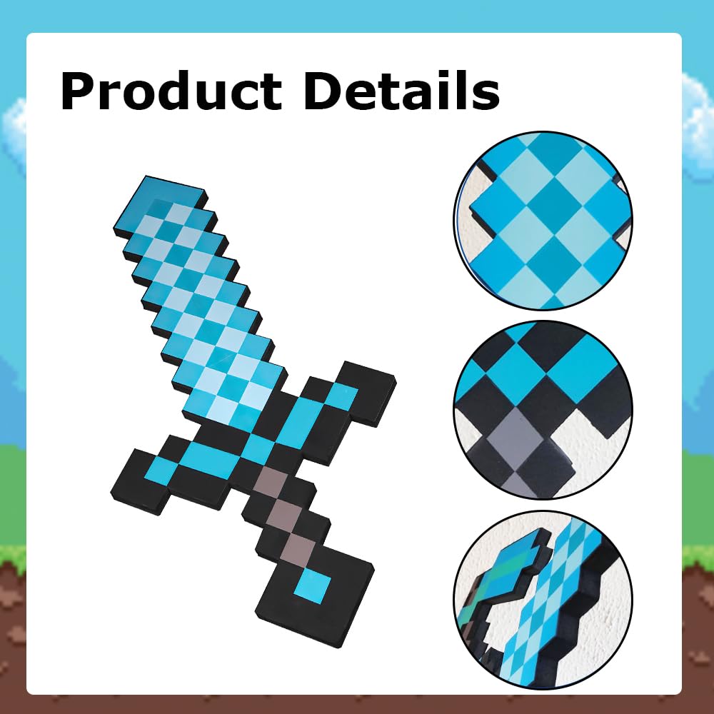Dhqkqg Pickaxe and Sword Axe Toys, 3 Pack Foam Sword Pickaxe and Axe, Kids Role-Play Battle Accessory - Image 3