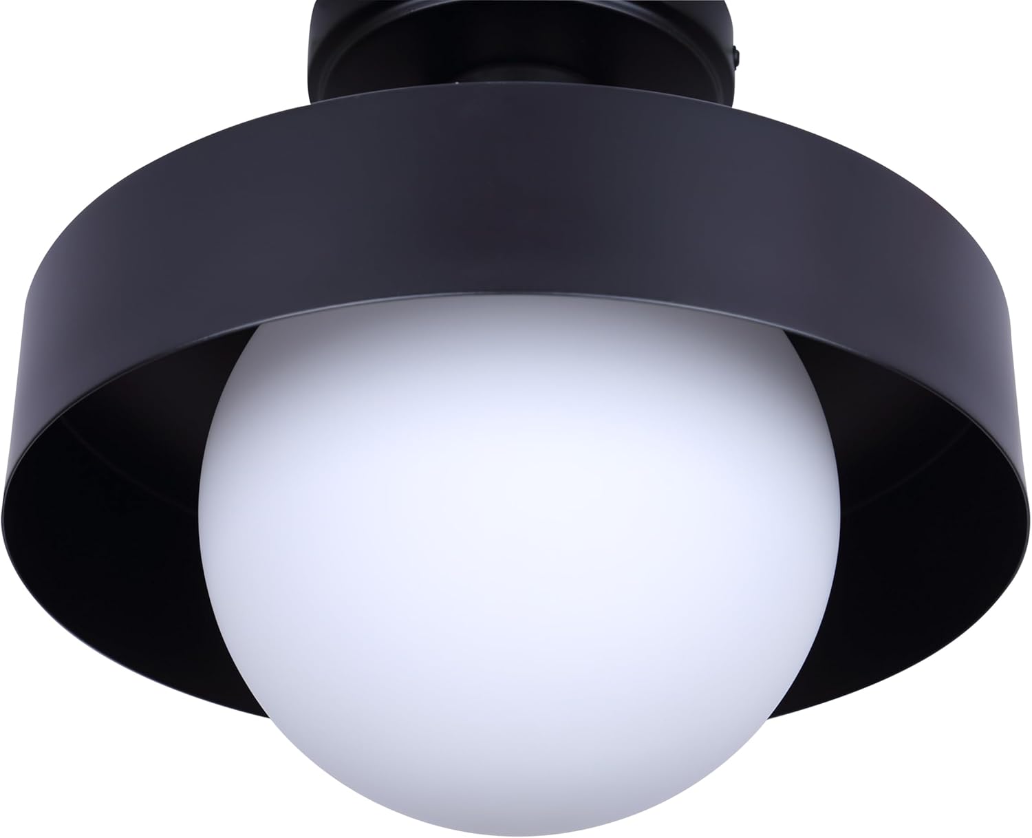 Canarm Baylor 1-Light Outdoor Ceiling Light, Matte Black with Round Opal Glass Shade, Ideal for Patios, Entryways, and Porches