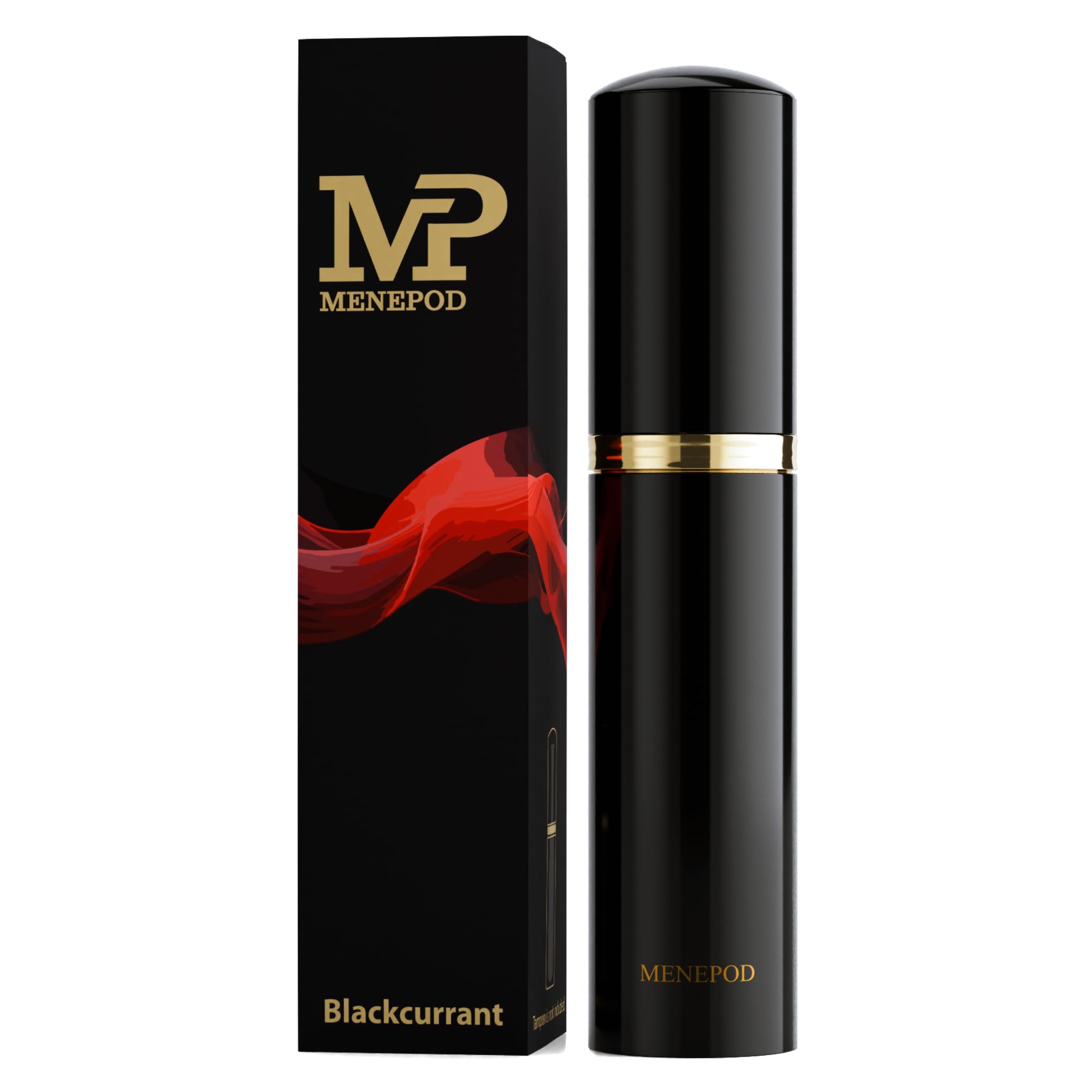 Estuche negro de lujo Menepod para guardar tampones en el bolso o la cartera. Elegante organizador de viaje. Contenedor discreto para tus artículos esenciales de higiene femenina. Ideal para mujeres, damas y niñas (negro brillante).