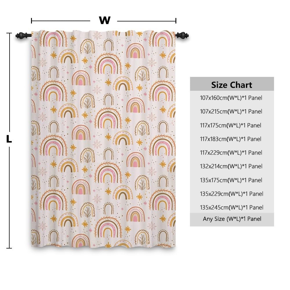 Rideaux Arc-en-Ciel à Plis Crayon Style Boho Rideaux Arc-en-Ciel Chambre d'enfants Naturel Traitement de fenêtre pour Filles Salon Crèche Café Rideau intérieur 135x229cm 1 Panneau