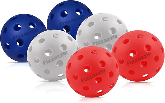 Fizzazzle Pickleball Balls Outdoor 40 Holes - Durable High Bounce USAPA Approved - True Flight Tournament Pickleballs - 4/6/12 Pack - Accessories for Training & Competitive Play