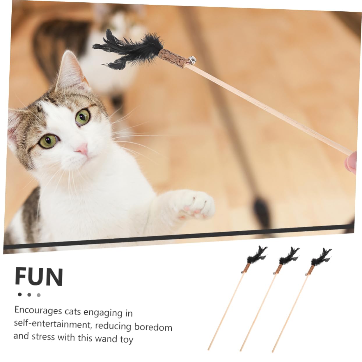 Toddmomy 15pièces Canne à Interactive pour Chats avec Plumes Jouet Amusant pour Chatons Et Chats Intérieur