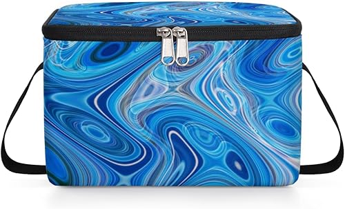 Miniatura 8 de QsirBC Bolsa de almuerzo aislada abstracta de mármol líquido, bolsa de almuerzo reutilizable para mujeres, bolsa cuadrada de comida para adultos y