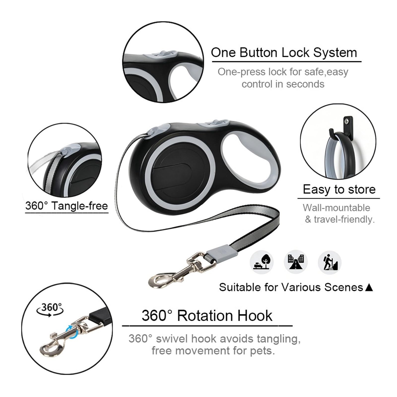 Cuerda De Tracción Retráctil Automática For Mascotas De 8/5 M | Los perros grandes de nylon 50kg llevan los accesorios que caminan de Labrador(Blue,8m - 50 kg)