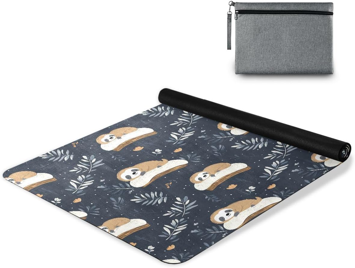 ALAZA Cute Sloth Sleeping on A Pillow Yoga Mat Non Slip Fitness Exercise Mat, Workout Mat for Yoga, Pilates and Floor Exercises