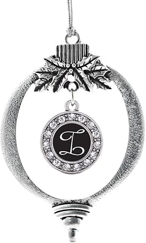 Miniatura 170 de Inspired Silver - My Vintage Initials - Adorno con dije de letra V - Adornos navideños de círculo plateado con joyas de circonita cúbica