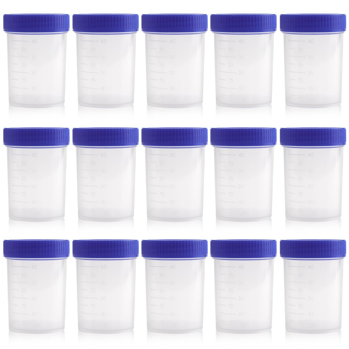 Lot de 50 pots d'échantillons d'urine de 40 ml avec couvercles à visser pour échantillons médicaux