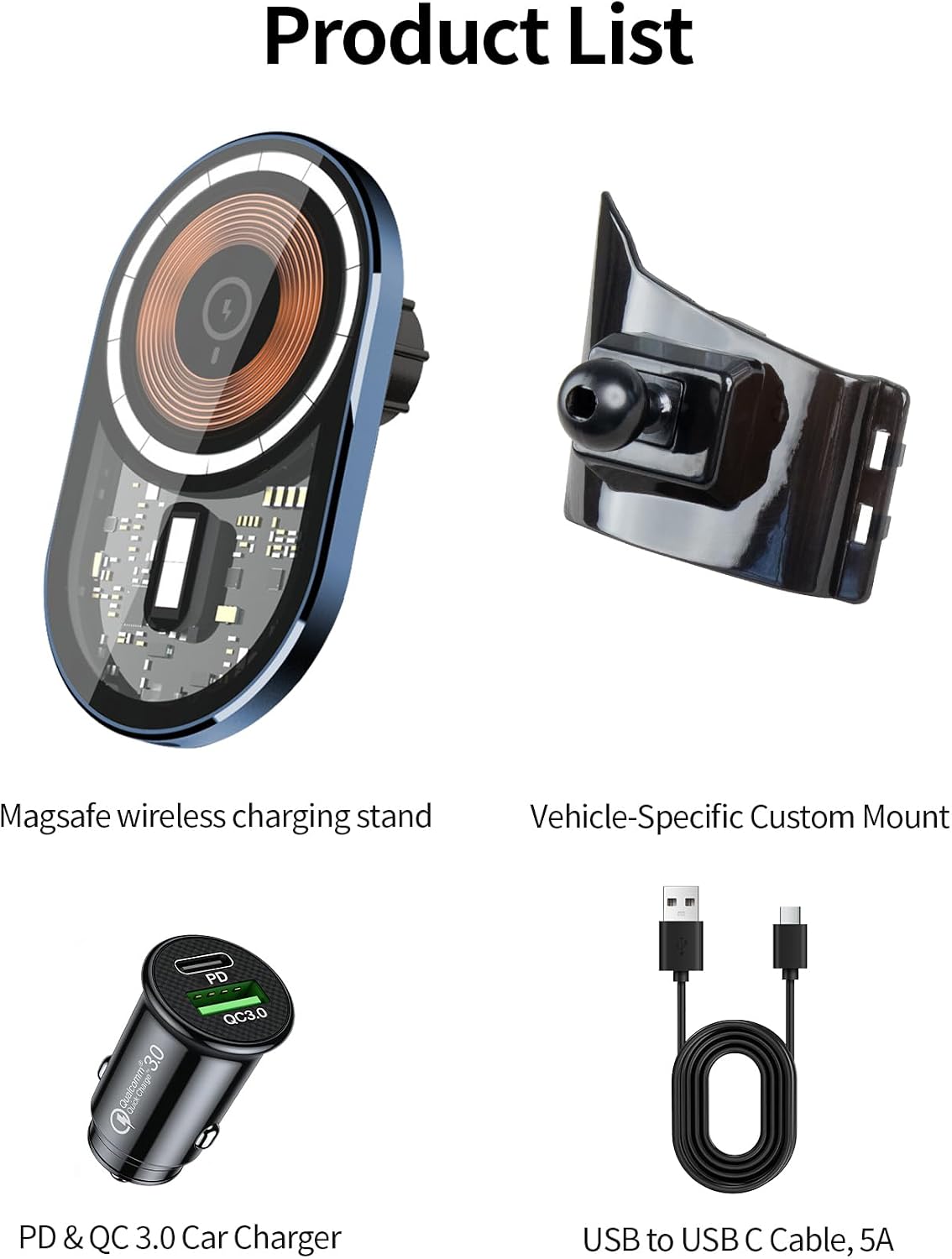 Wireless Charging Car Phone Holder for Nissan Armada 2017-2020 / Infiniti QX80 2014-2019 Auto Accessories Navigation Bracket Interior Decoration, 360° Rotation Car Phone Mount Compatible with MagSafe