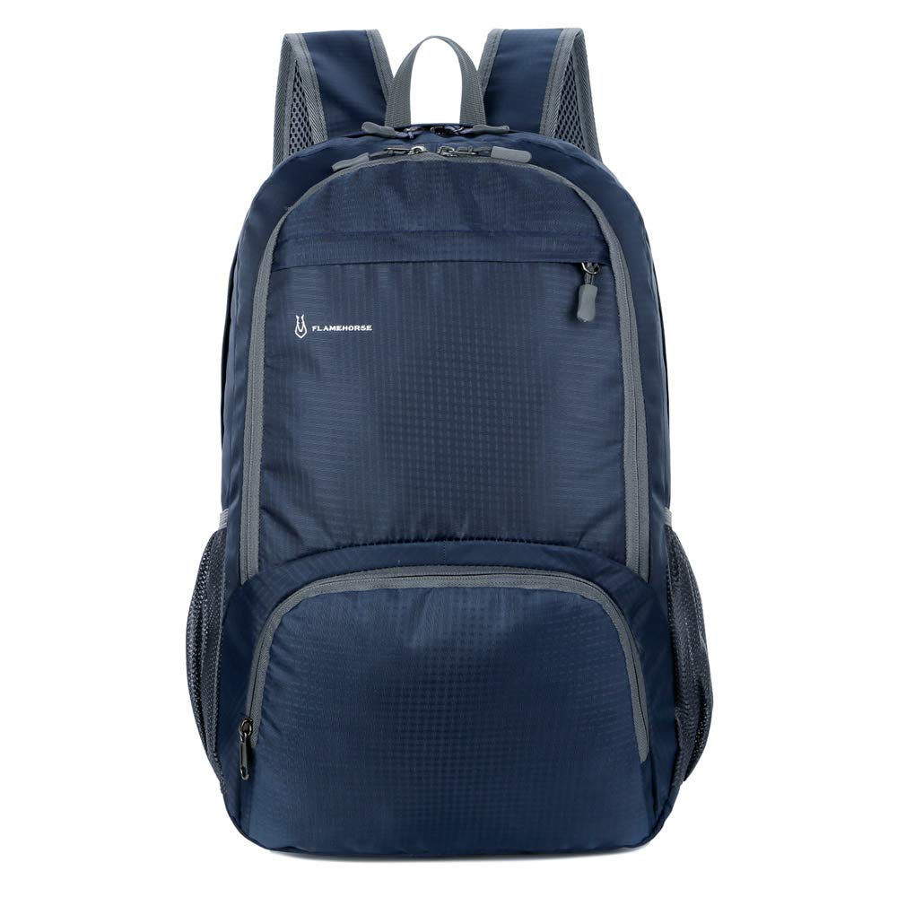 FLAMEHORSE 30L Backpack Foldable Waterproof Backpack High Capacity Ultralight Rucksack Sturdy Durable Daypack for Hiking Daypack Packable Camping Travel Outdoor Sport Knapsack for Men Women dark blue