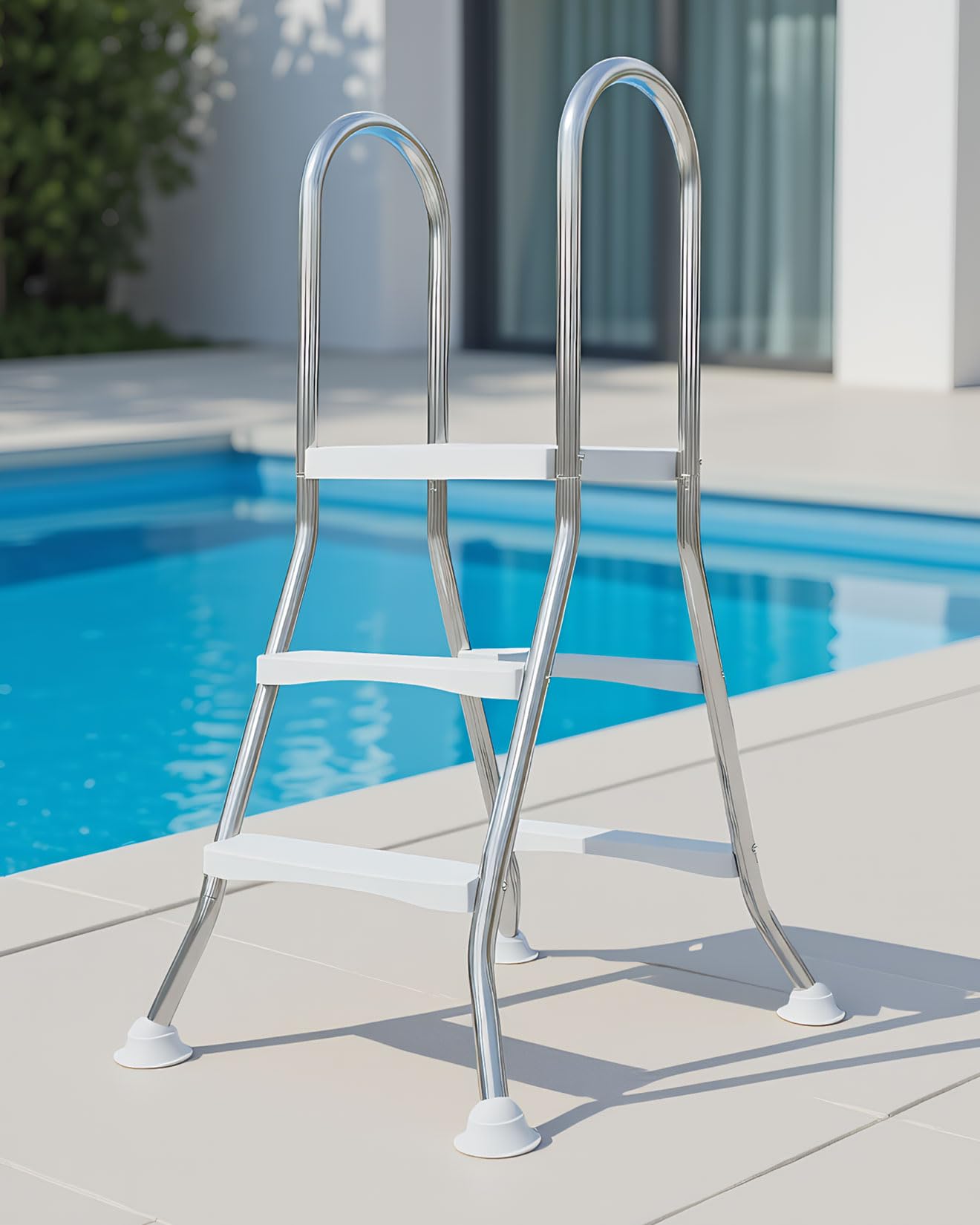 AIBOTY 135cm 4 Step Pool Steps for Above Ground Pools, Stainless Steel Heavy Duty Pool Ladder, Non-Slip Wide Steps 250kg Capacity for Outdoor Swimming Pool Access,85cm