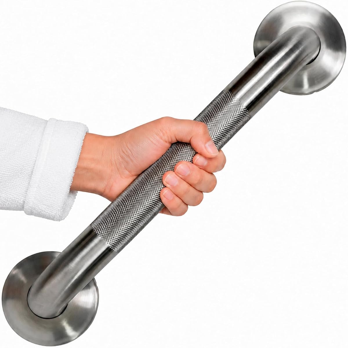 Barras de agarre de ducha texturizadas para personas mayores - Pasamanos de seguridad para baño | Riel de bañera para personas mayores, mango antideslizante, pasamanos de pared de baño de acero inoxidable, soporte para discapacitados de alta resistencia, 440 lb