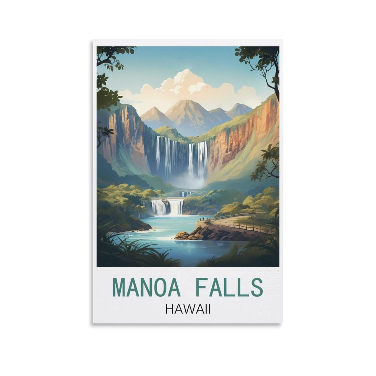 EZMLFA 5D Diamond Art Kits Adults,Manoa Falls Hawaii,Gem Art,Crystal Kits Round Drill for Home Wall Decor Gifts,Women,Men 30x40cm