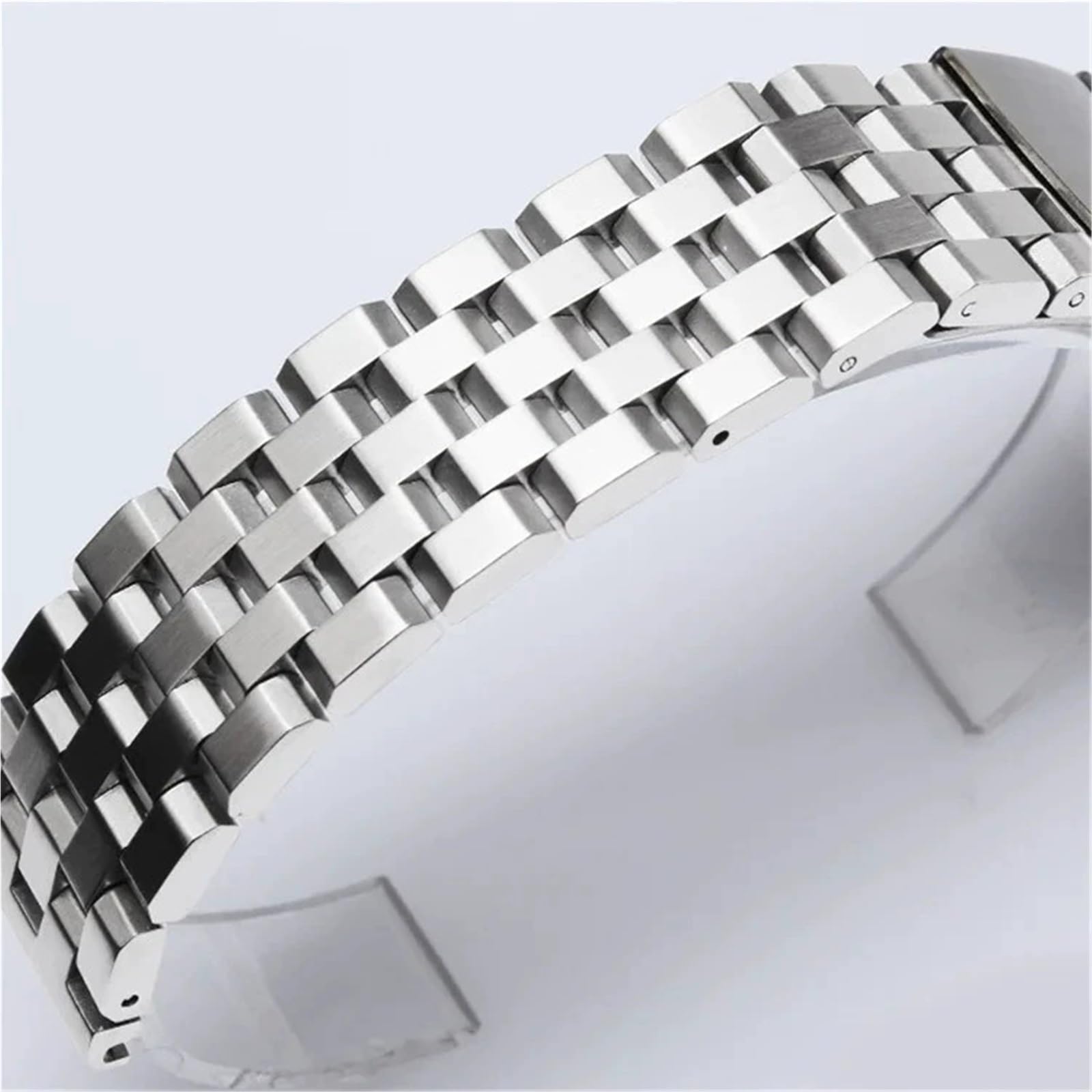 Correa de reloj de acero inoxidable, pulsera metálica fácil de ajustar, apta for hombres y mujeres.