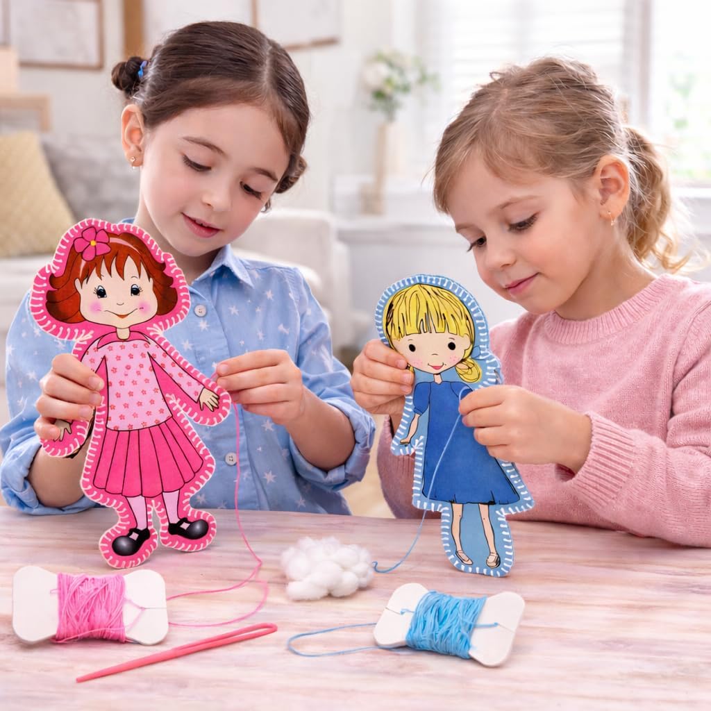 June Garden Sew Your Own Doll Kit - Ava & Mia 2-Pack Beginner Sewing Craft Set for Girls Age 5+ - Fun and Educational DIY Plush Dolls Kit