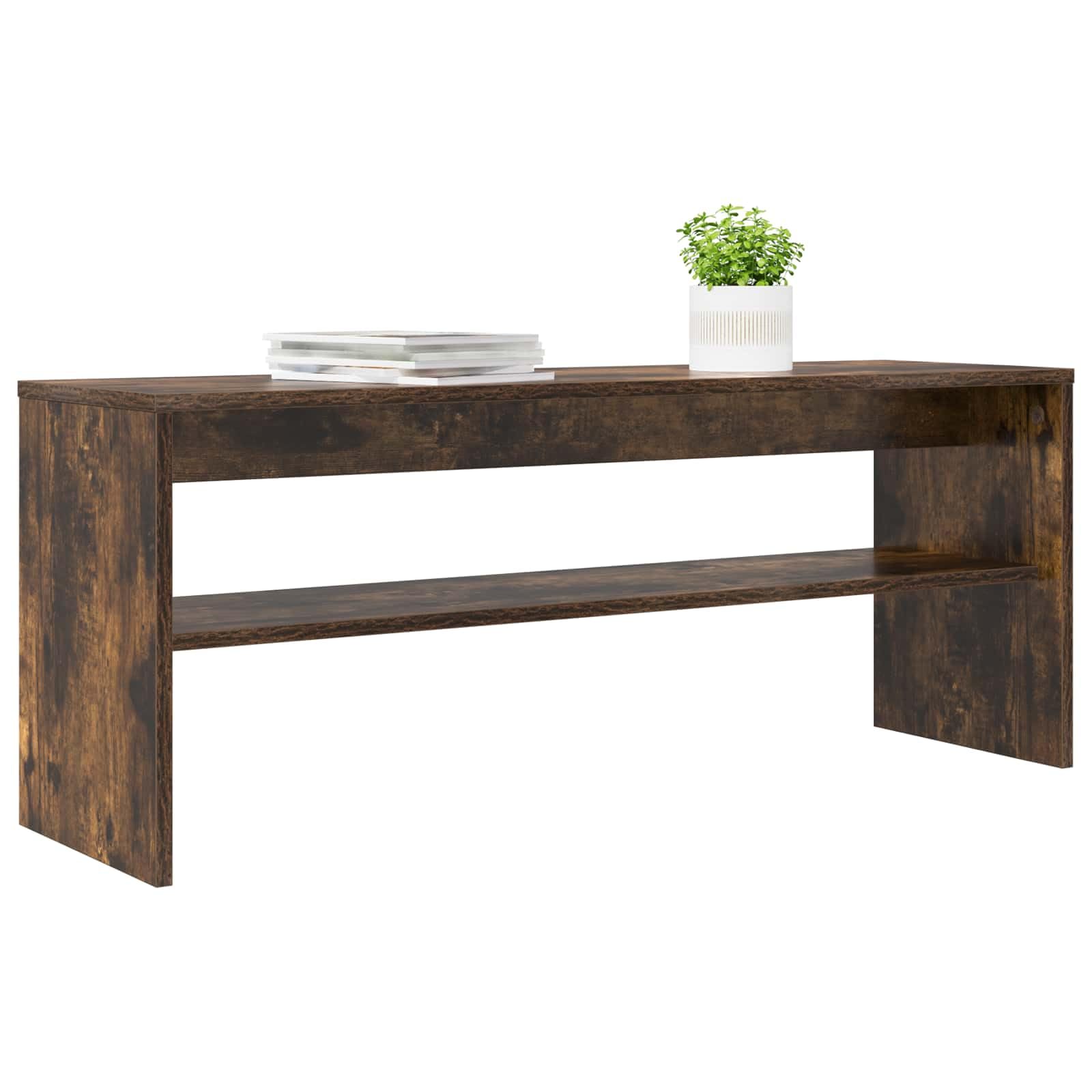 TV-Schrank Geräucherte Eiche 100x30x40 cm, Holzwerkstoff mit Regal, Moderner TV Ständer für Wohnzimmer, Entertainment Center Media TV Tisch mit Stauraum