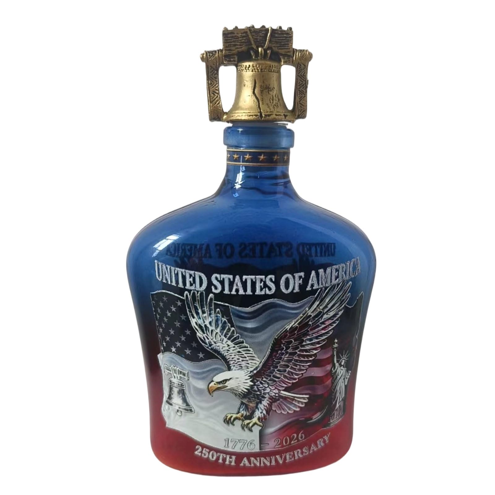 NVOQILIN Commemorative Glass Decanter with Historic 250Th Anniversary Americans Theme Whiskeys Container and Cup Americans Independence Commemorative Crystal