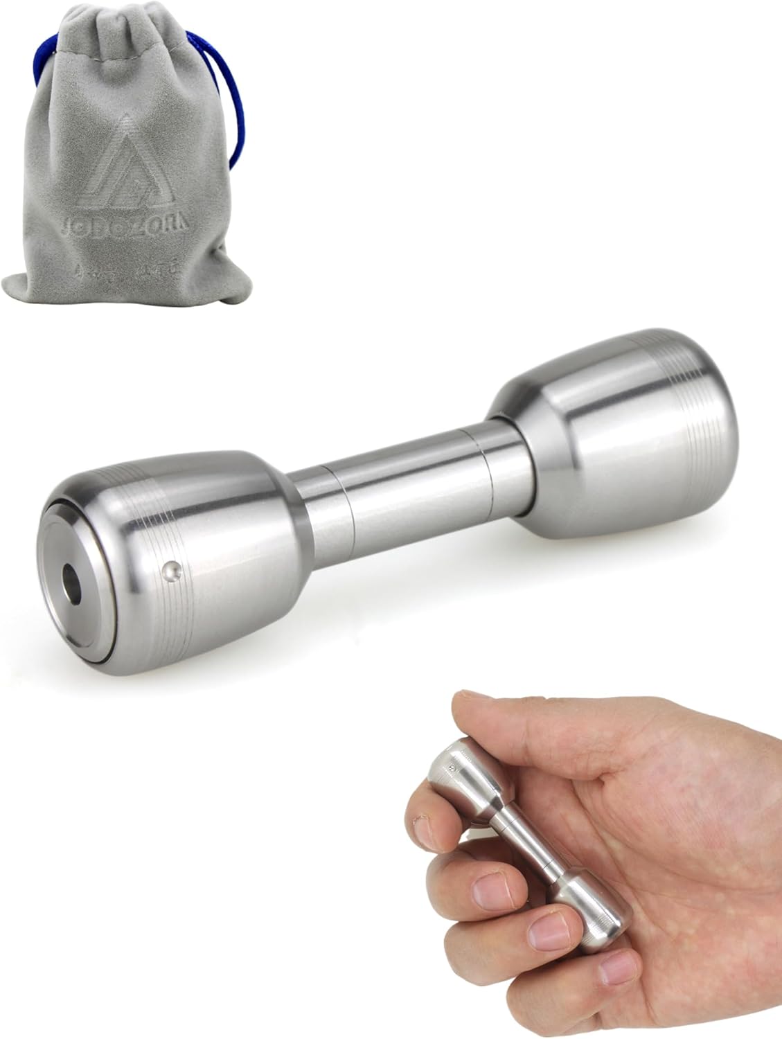 Finger Dumbbell Metal Fidget Toy: 2-in-1 EDC Thumb Press & Spinner, Quiet Pocket Toys for Stress Relief, Creative Gift for Adults & Teens (Stainless Steel - Silver)