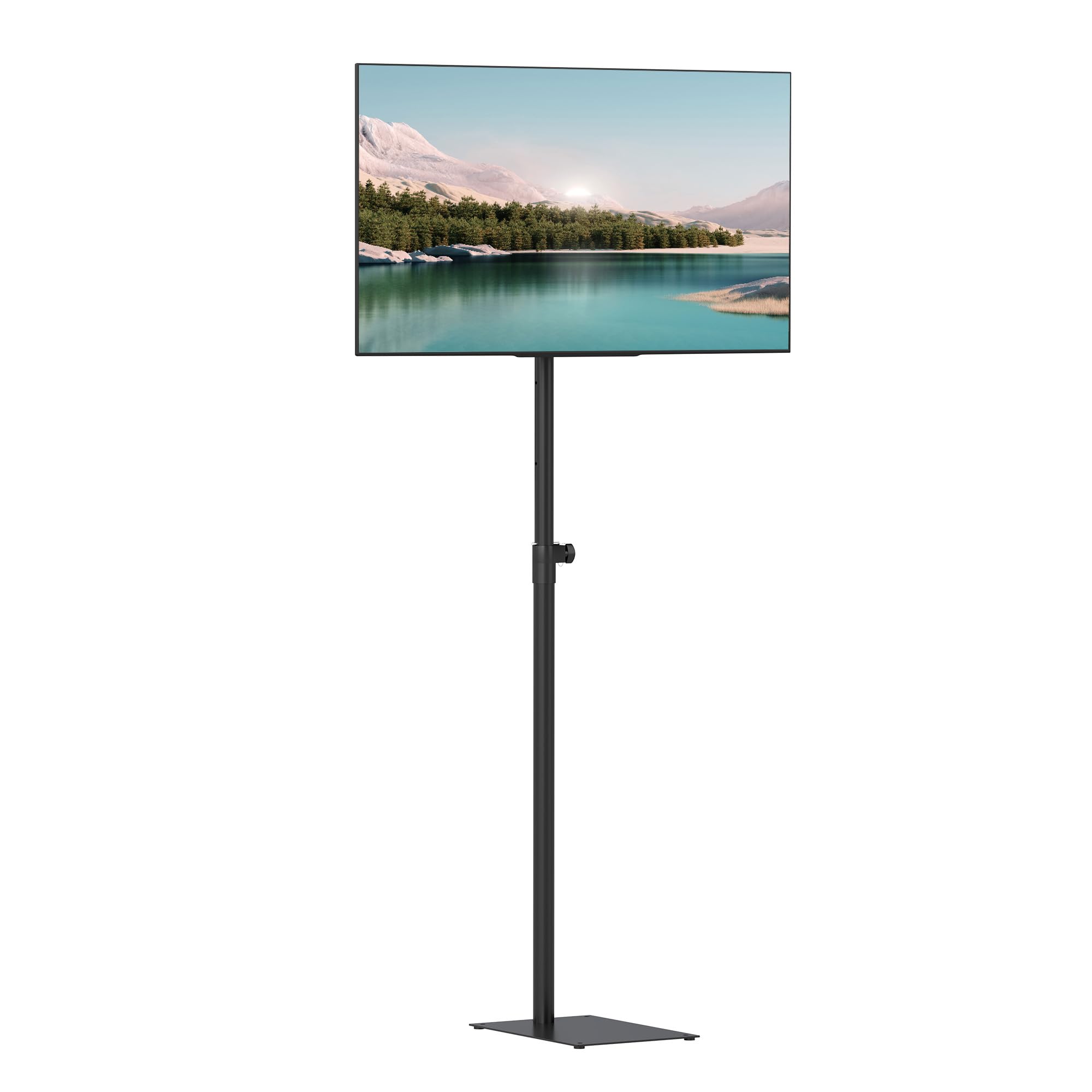 Baoz Supporto universale girevole per TV da pavimento con supporto a 360 gradi per TV da 14 a 43 pollici, inclinabile, autoportante, supporto VESA con 4 livelli di altezza regolabile per camera da