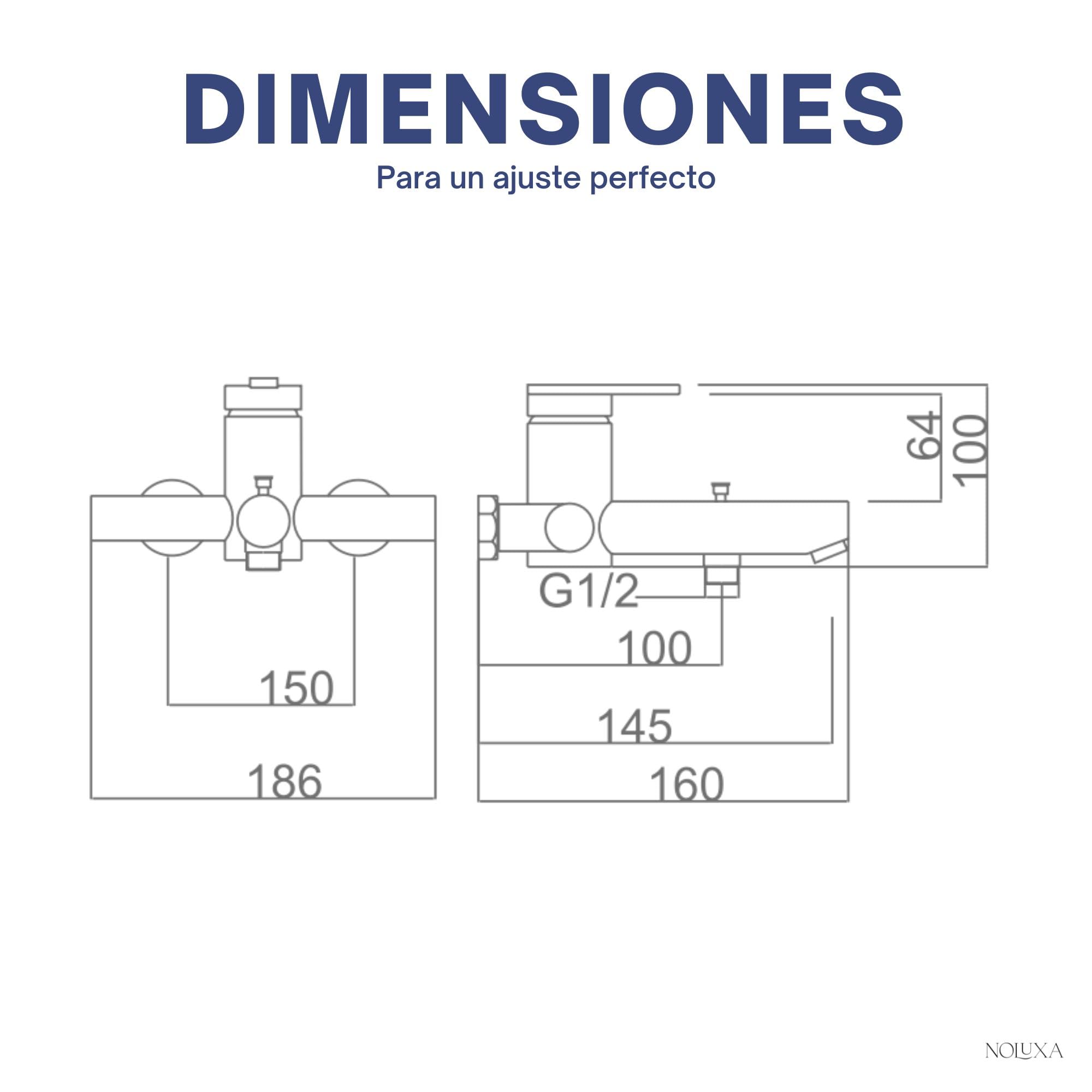 IMEX - Grifo Bañera y Ducha Monomando Cromado | Grifo Mezclador de Pared con Soporte Alcachofa de Ducha y Manguera | Grifería en Latón y Acero Inoxidable S.304 | Serie Roma