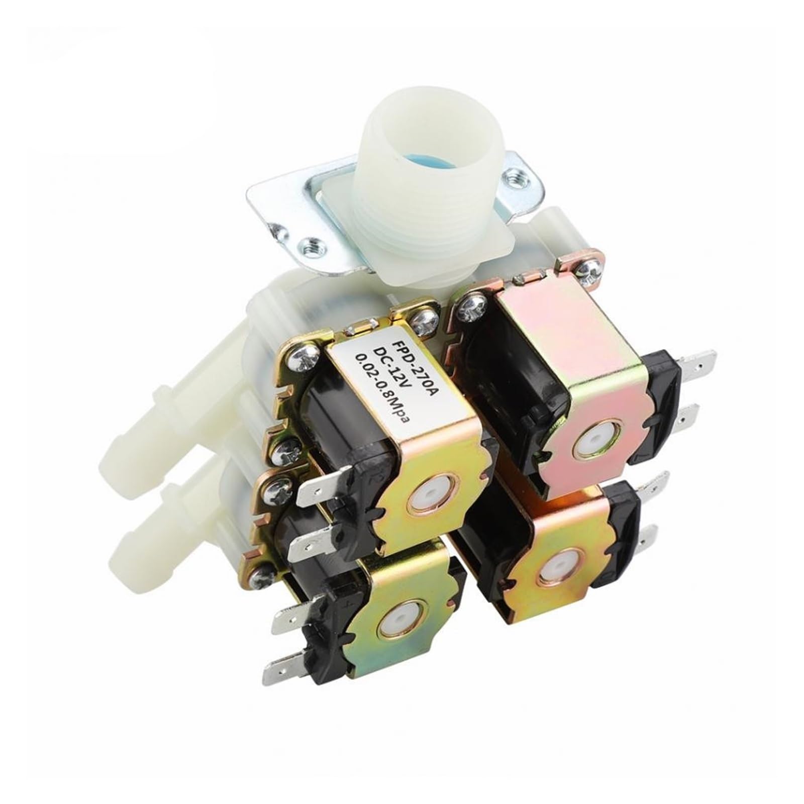 WQGQPXOB DC 12V/24V/220V G3/4" 1 in 4 out Plastic Electromagnetic Valve Normally Closed Water Drain Electric Inlet Solenoid(DC 12V)