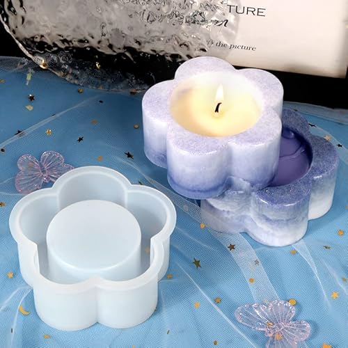 3Pcs Resin Molds Flower Candle Molds For Making Candle Casting Resin Epoxy Silicone Molds, Candle Tea Lights Holder Molds Candlestick Soap Resin Molds 3D Plum Blossoms Resin Molds Diy Wedding Decor #TOP7