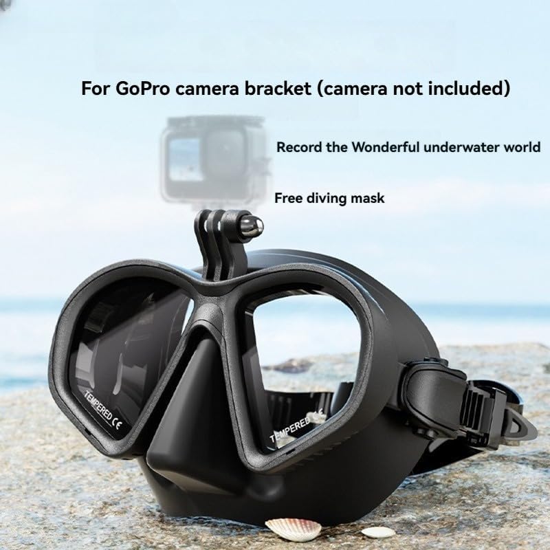 Miniatura 5 de Máscara de buceo para adultos, máscara de natación antivaho de vidrio templado de silicona líquida con soporte de cámara, equipo de esnórquel