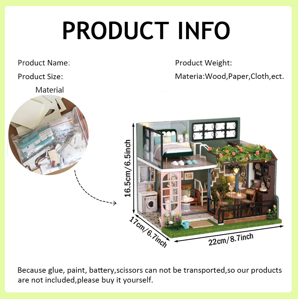Kit de construction de maison miniature pour adultes - Mini maison avec meubles, décorations d'Halloween/Noël/cadeaux pour la famille et les amis (moitié du jardin)