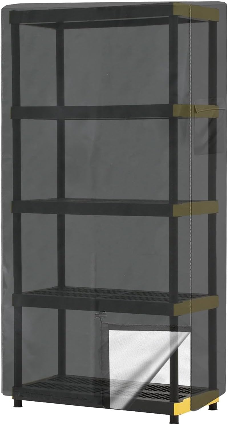 VIKKSAER Dustproof Shelf Cover, 36" W x 18" D x 72" H, Heavy Duty Waterproof Storage Shelving Protector, Steel Organizer Wire Rack Cover with Zipper (Black)