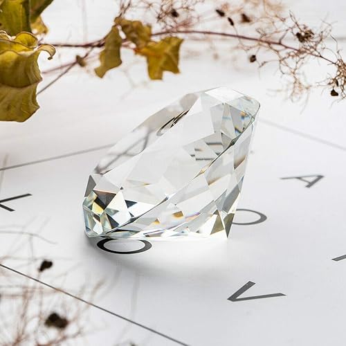 Miniatura 6 de Zoogamo Pisapeles de cristal de cristal en forma de diamante verde de 4.724in, decoración de oficina en casa y decoración de recuerdos de boda con
