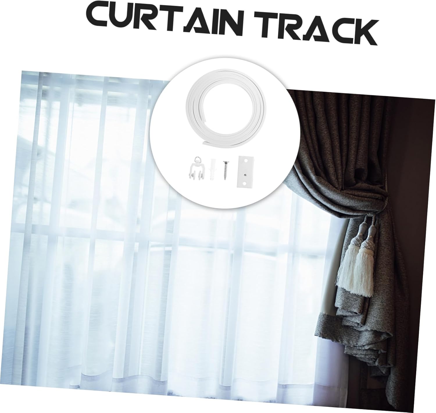 ERINGOGO Bay Window Curtain Track 5m u Shape Flexible Plastic Steel Home Decor Bendable and Silent