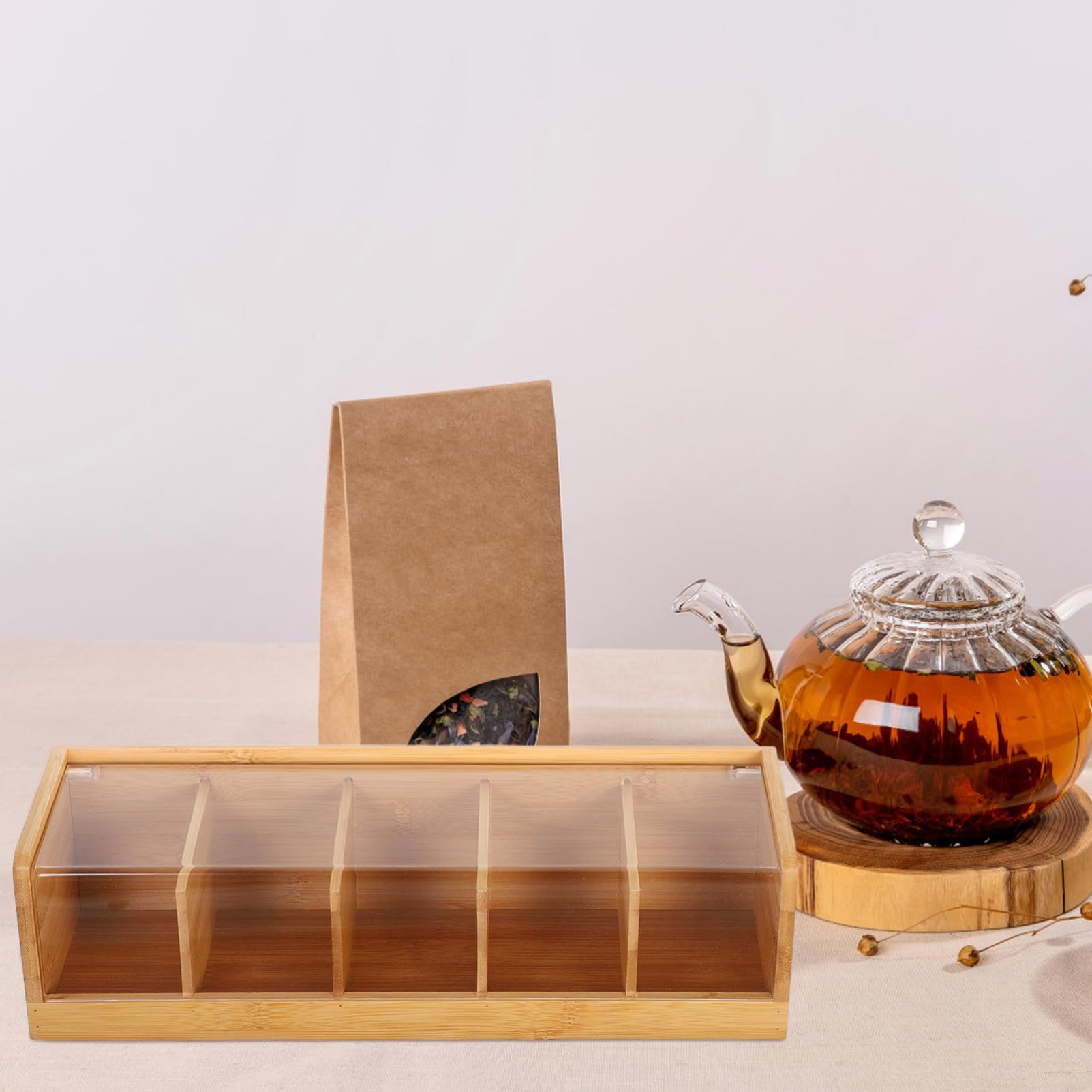 Cabilock Caja Para Guardar Té De Organizador De Compartimentos Para Encimera De Cocina Recipiente Hermético Para Té Para Almacenar Infusiones