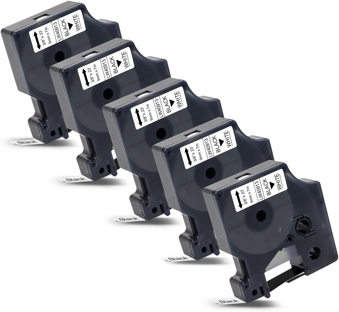 Nastro Etichette Compatibile Dymo - 5 Rotoli, 9mm X 7m, Nero Su Bianco - Per LabelManager 120P, 160, 420P E Altri - Foto 3