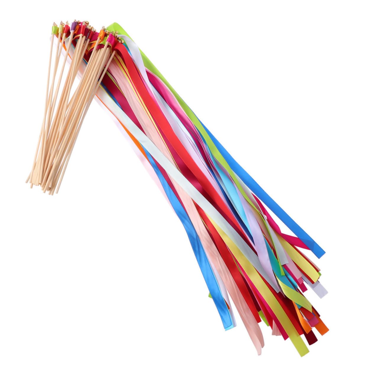 MAGICLULU 100 Piezas Varita mágica de casamento decoração decoración fiesta Varitas de hadas serpentinas varitas palo de hada de seda serpentinas de boda varitas con cascabeles tela