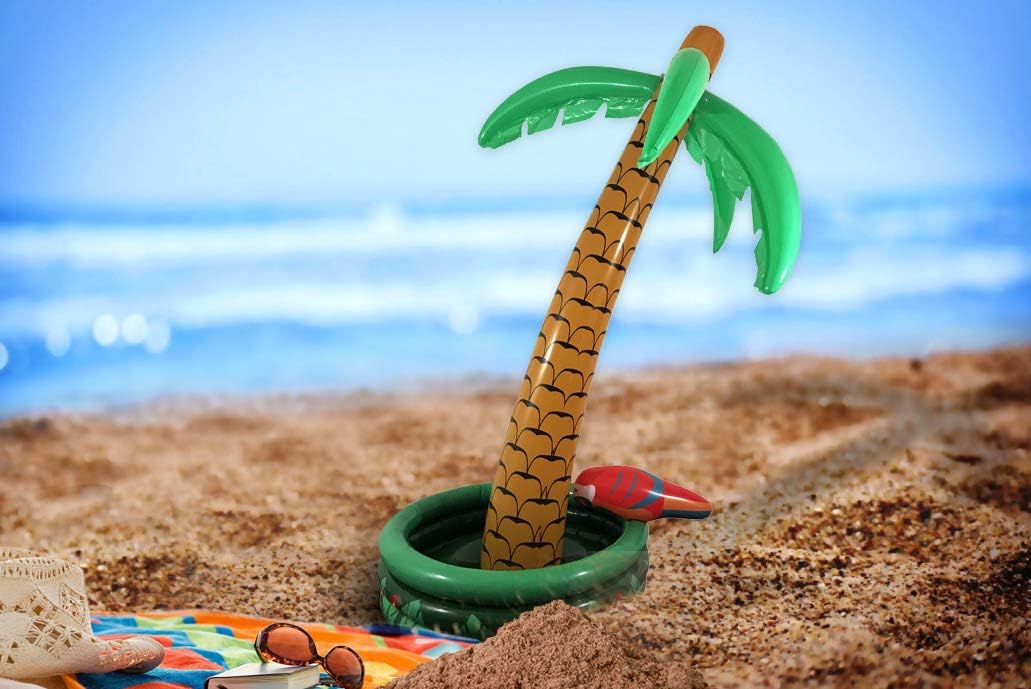 KINREX Inflatable Palm Tree Cooler, Beach & Pool Theme Party Decorations, Luau Party, Hawaiian Party Supplies Beach Party Inflatable Chiller –5 Feet Tall’’