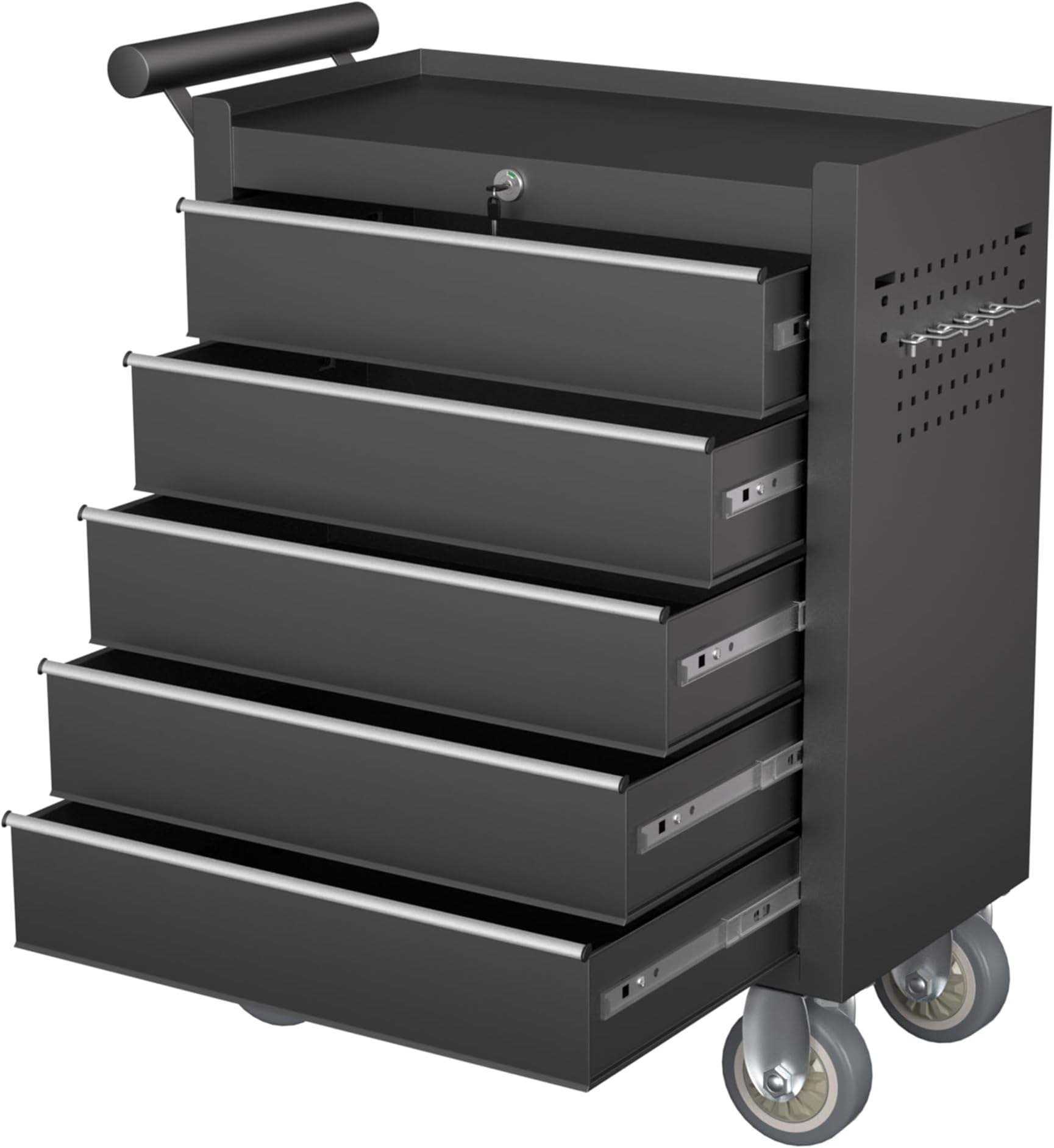 5-Drawer Rolling Tool Chest, Heavy Duty Rolling Tool Box, Metal Tool Storage Cabinet with Drawer Liners, Lockable Tool Cart with Drawers for Garage, Workshop and Repair Shop, Black