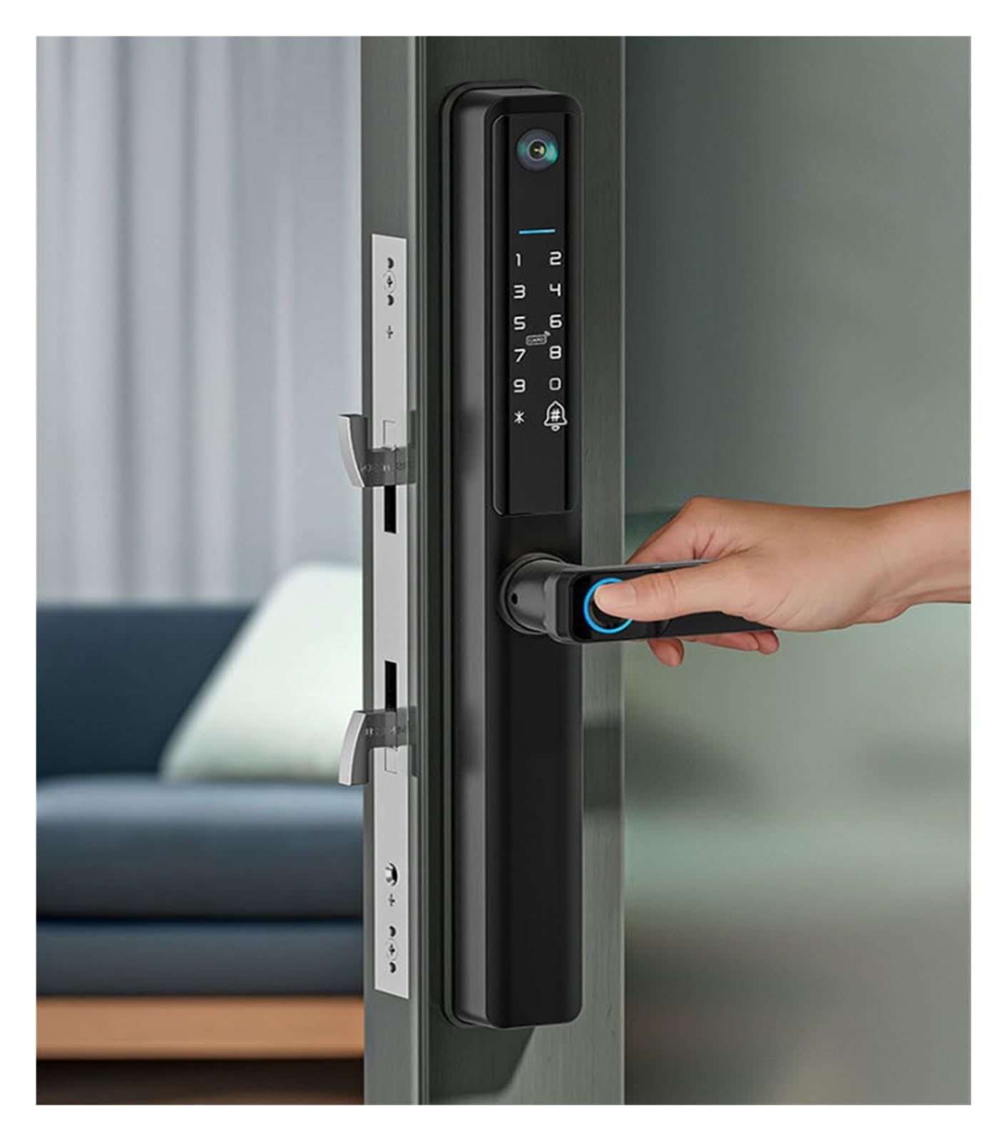 Serratura intelligente Porta scorrevole con impronta digitale Smart Lock Serratura elettronica biometrica sottile e sottile con ingresso senza chiave, for ufficio domestico