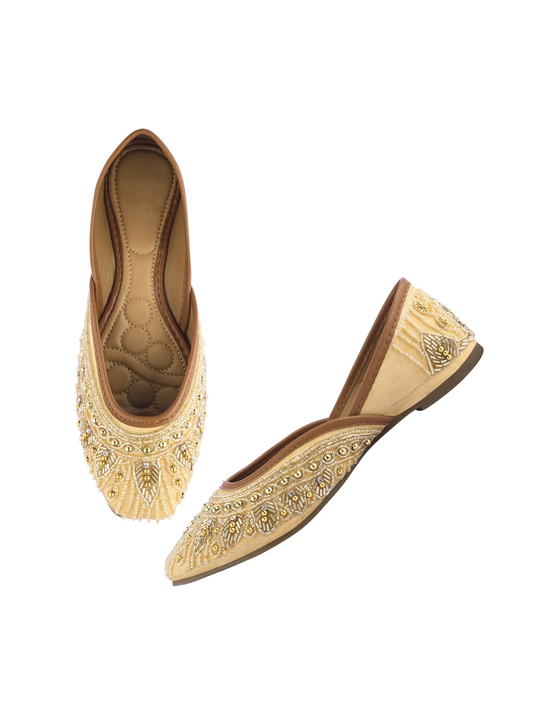 tryme Stunning Stylish Alluring Emboidery with Stone Ethnic Jutti Comfortable Flat Fancy Bellies for Womens and Girls-picture-29