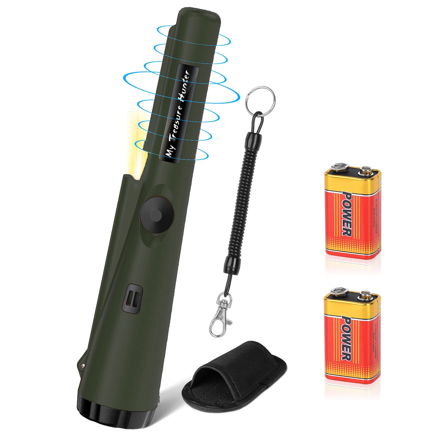 Metal Detector Pinpointer Water Resistant Gold Treasure Hunting Unearthing Tool Accessories with Buzzer Vibration for Kids Beginners Bonus 2 Pack Battery and Belt Holster